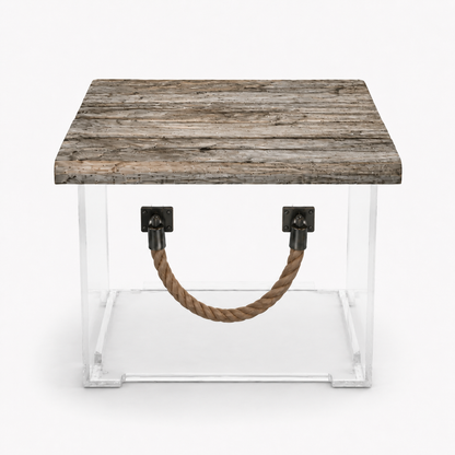 Clear cube w/ wood and rope handles