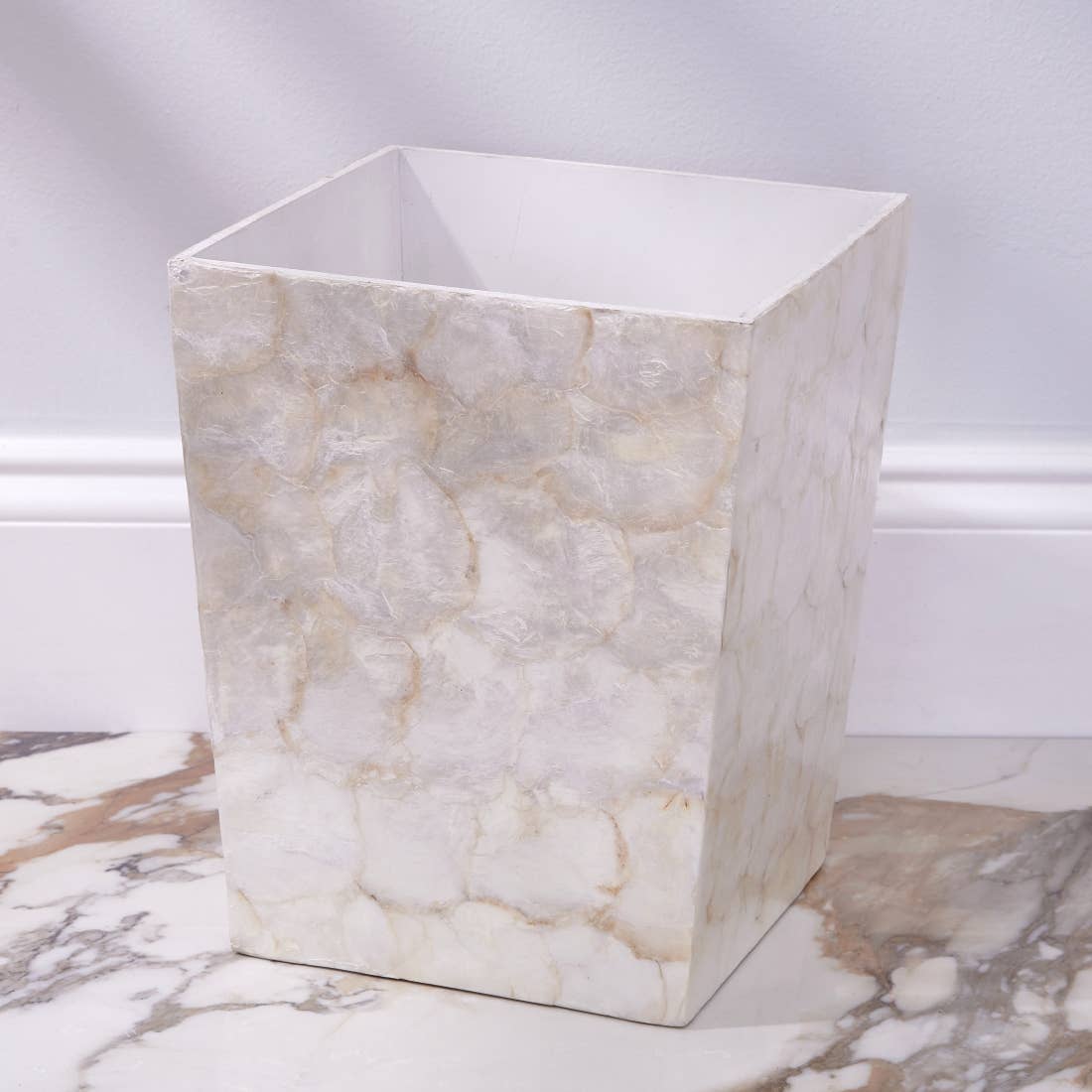 Ivory Capiz Shell Waste Basket