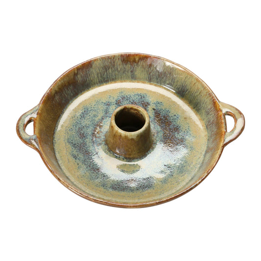 Stoneware Dish with Toothpick Holder with Glaze