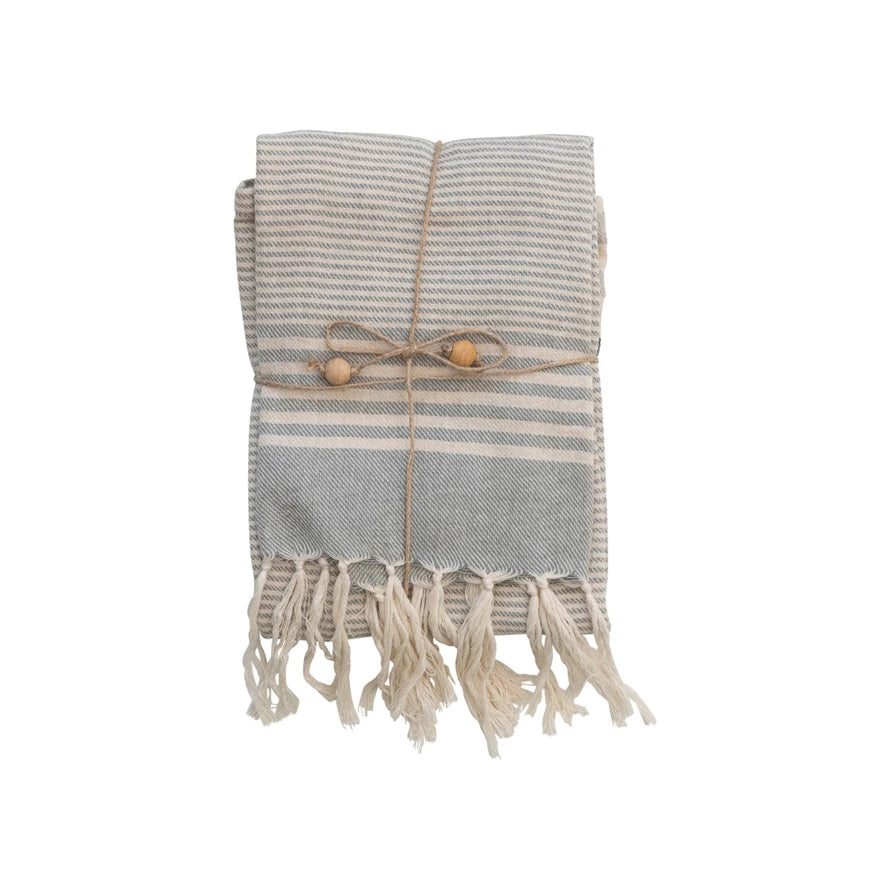 Woven Cotton Tea Towels w/ Stripes, 3 Styles - Set of 3