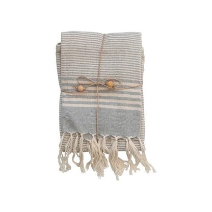 Woven Cotton Tea Towels w/ Stripes, 3 Styles - Set of 3