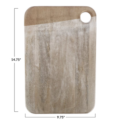 Mango Wood Cheese/Serving Board w/ Handle, Whitewashed