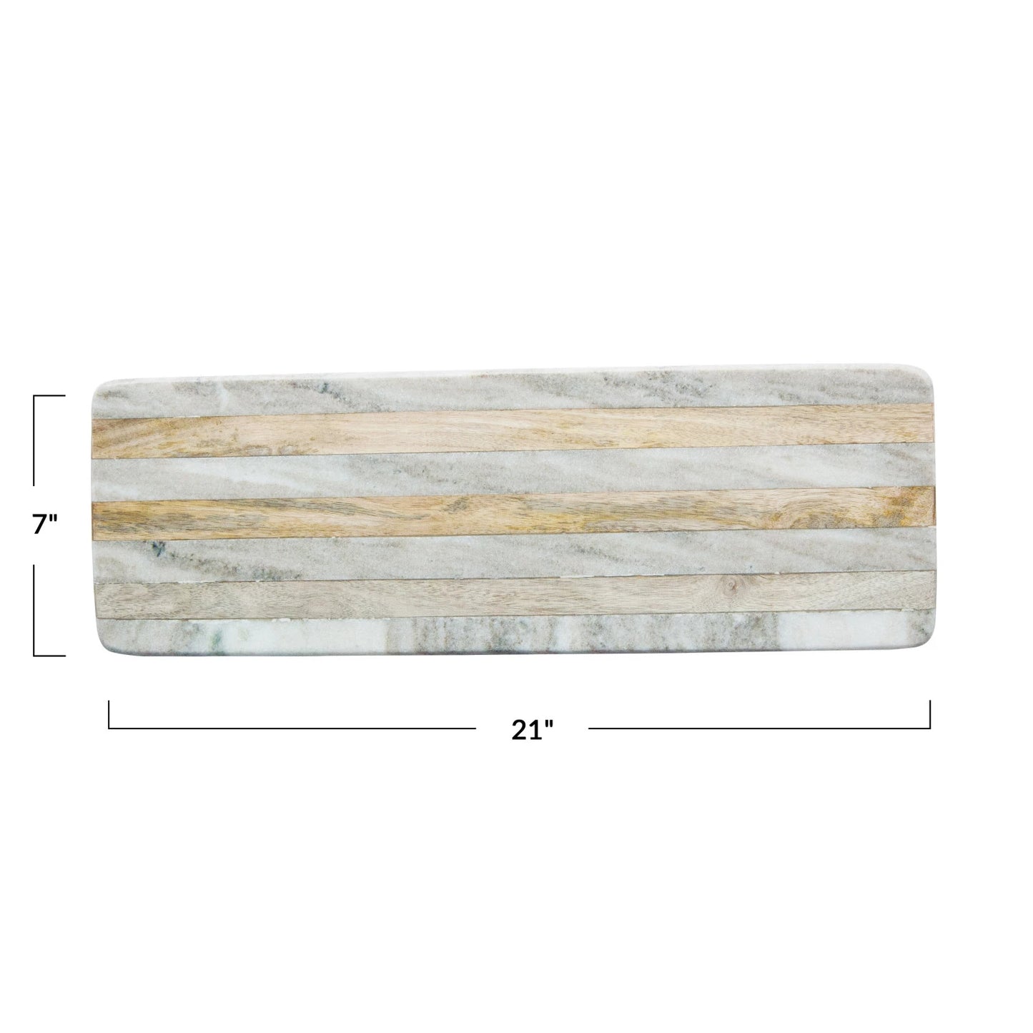 Marble & Mango Wood Cheese/Cutting Board w/ Stripes