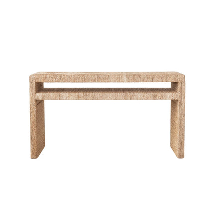 Water Hyacinth & Wood Console Table w/ Shelf