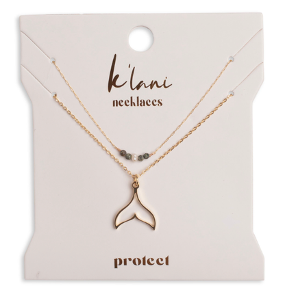 "Protect" Gold Whale Tail Necklace Set