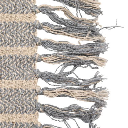 Throw w/Blue & Natural Stripes + Fringe