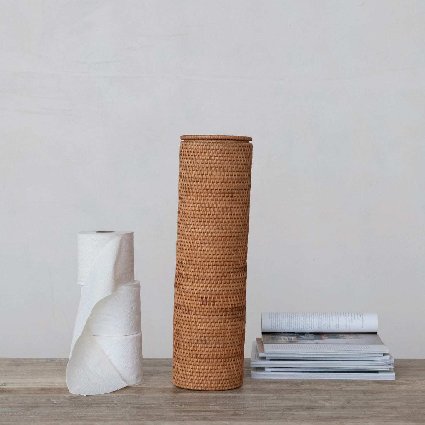 Rattan Toilet Paper Storage w/ Lid
