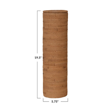 Rattan Toilet Paper Storage w/ Lid