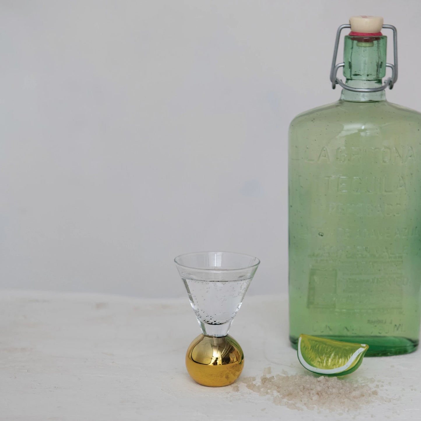 Shot Glass w/ Gold Electroplated Ball Stem