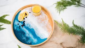 Round Bamboo Resin Serving Trays