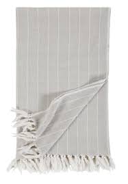 Throw - Oat with stripes and Fringe