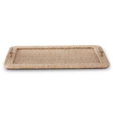Rattan Wrapped Tray w/ Brass Handle