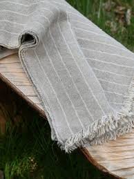 Throw - Oat with stripes and Fringe