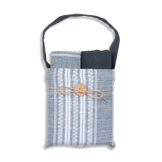 Black Stripe Kitchen Tea Towel Set -3 Piece