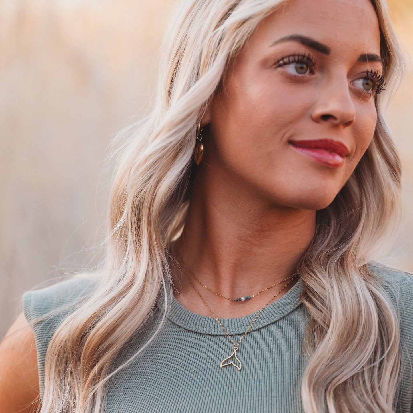 "Protect" Gold Whale Tail Necklace Set