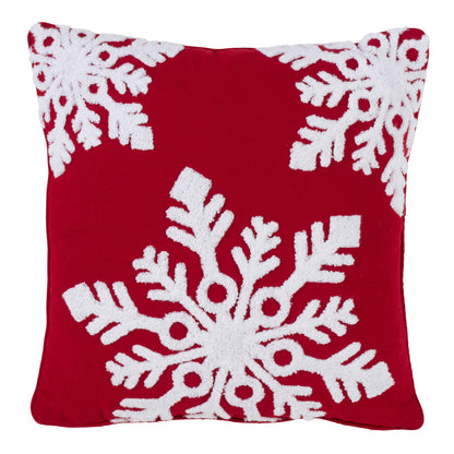 Snowflake Pillow-Down Filled: Red / Down Insert / 16"