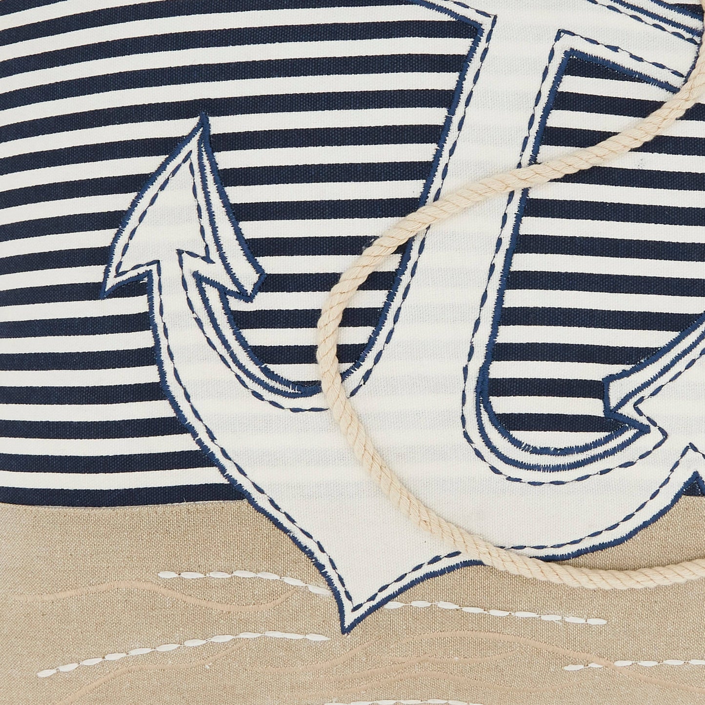 Coastal Embroidered Anchor Pillow