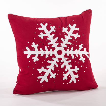 Studded Snowflake Pillow - Down Filled: Red / Down Insert / 18"