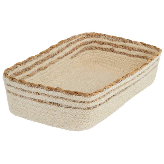 Cream Jute Guest Towel Napkin Caddy
