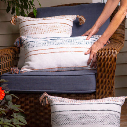 Striped Indoor/Outdoor Pillow: Tidal Teal