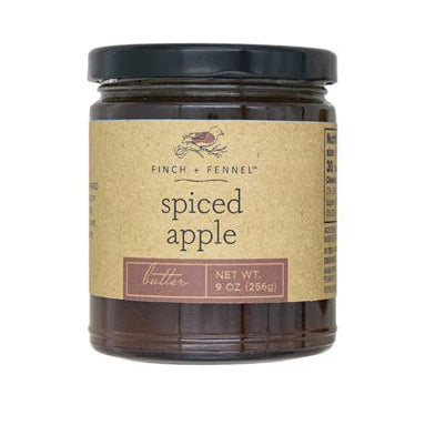 Jar of 'Spiced Apple' preserve with a sample on a white background