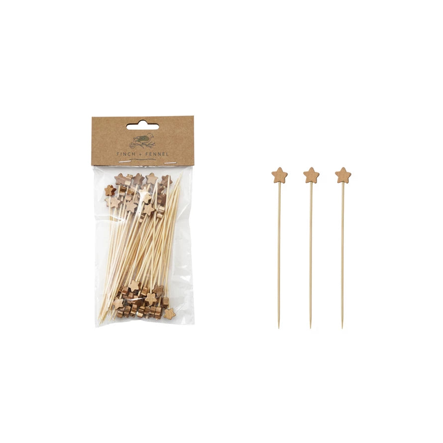 Star Shaped Bamboo Skewers, Set/50