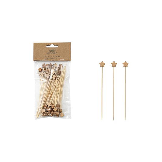 Star Shaped Bamboo Skewers, Set/50