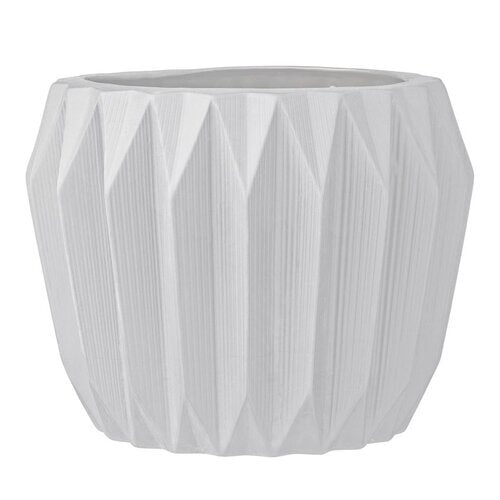 Fluted White Flower Pot