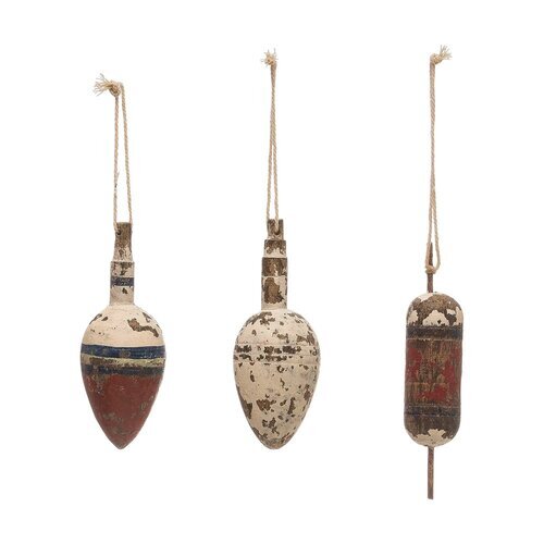 Hand-Painted Wood Float Ornament, set of 3
