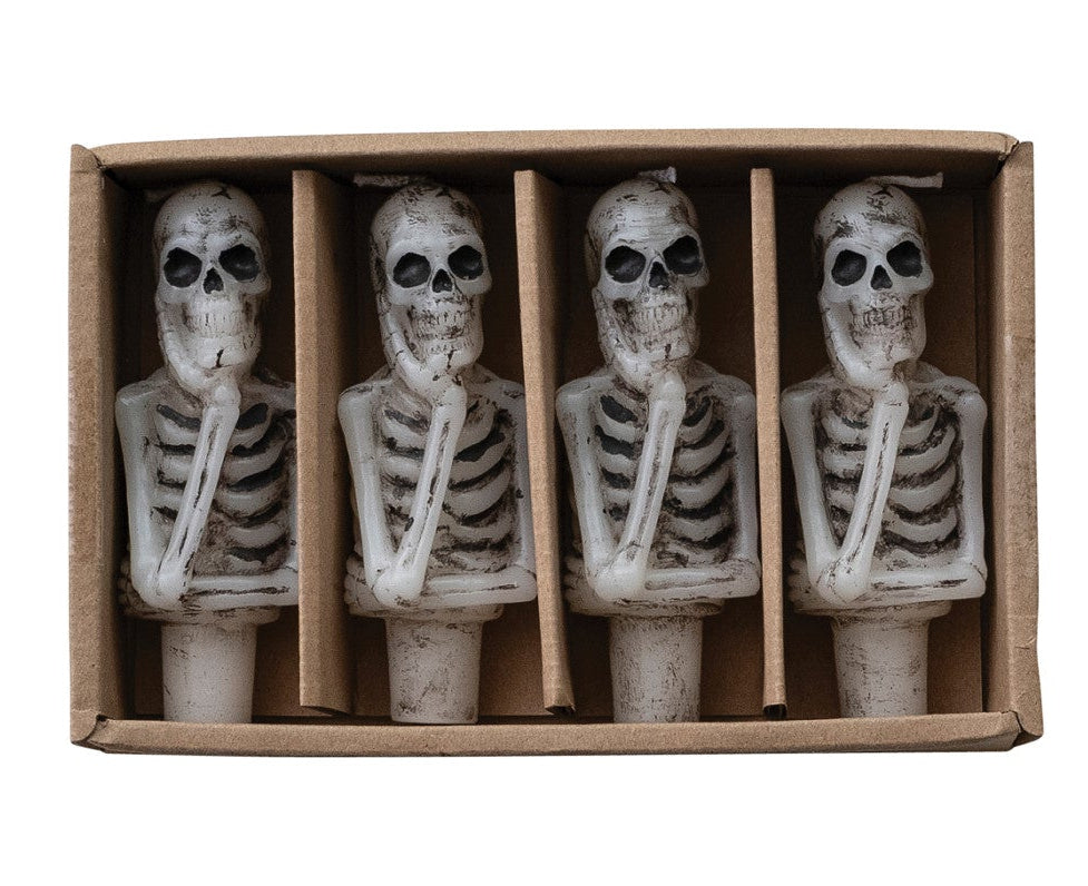 Skeleton Bottle Taper Candles, Set/ 4