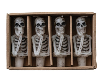 Skeleton Bottle Taper Candles, Set/ 4
