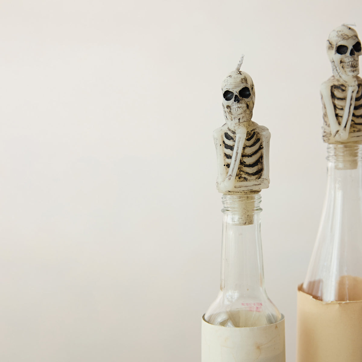 Skeleton Bottle Taper Candles, Set/ 4