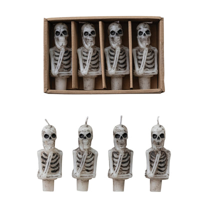 Skeleton Bottle Taper Candles, Set/ 4