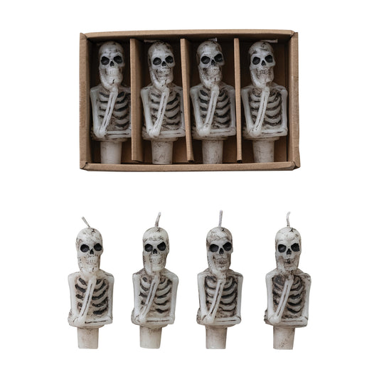 Skeleton Bottle Taper Candles, Set/ 4