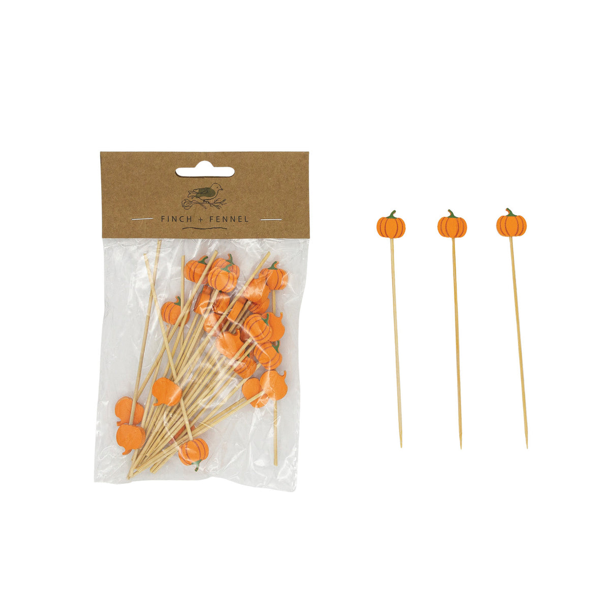 Pumpkin Shaped Bamboo Skewers, Set/50 (Copy)