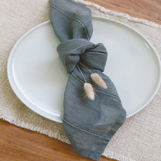 Napkin-Navy w/Pin Stripe set/4