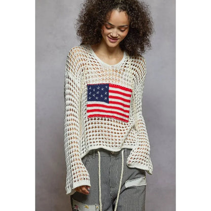 Long Sleeve American Flag Hoodie