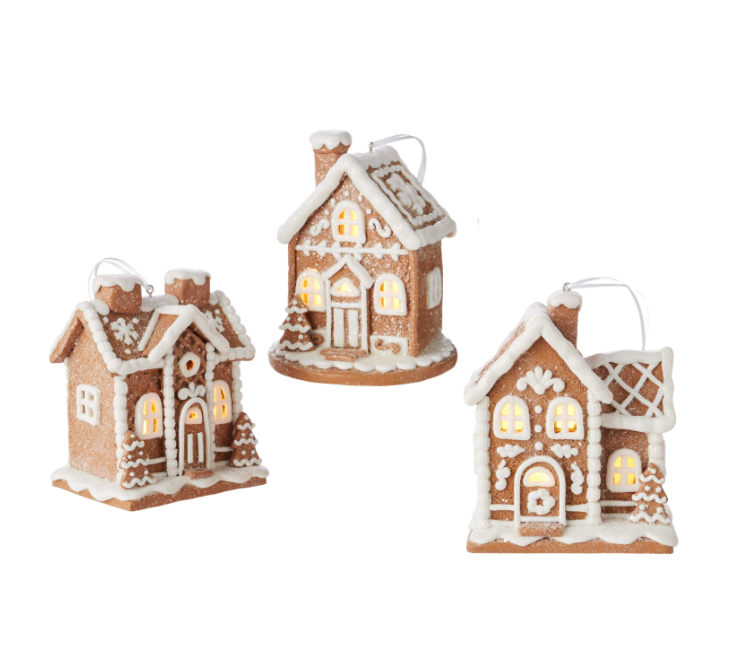 Lighted Gingerbread House Ornaments