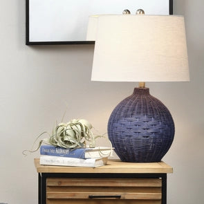 Indigo Rattan Table Lamp
