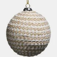 Cream Beige, Gold Rope Ball Ornament