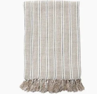 Throw Newport Natural with Midnight Tassels