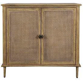 Mango Wood Cabinet W/ Woven Door