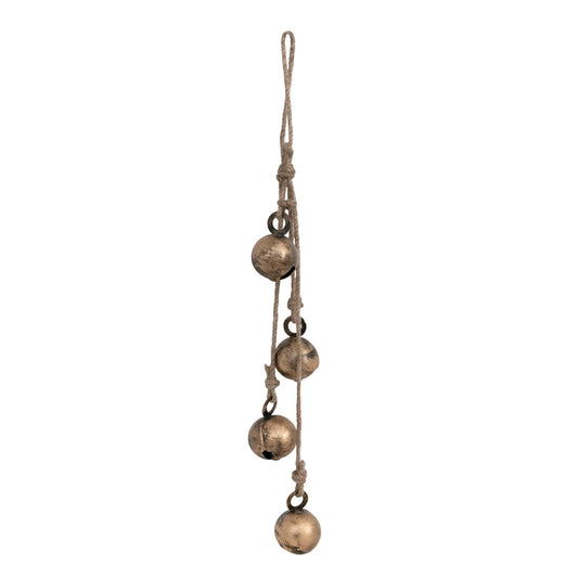 Antique Brass Jingle Bells on Jute Rope