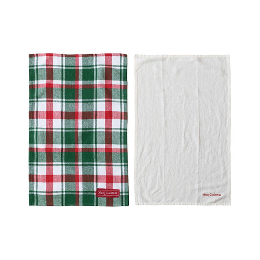 Brushed Cotton Flannel & Linen Tea Towels, 2 Styles