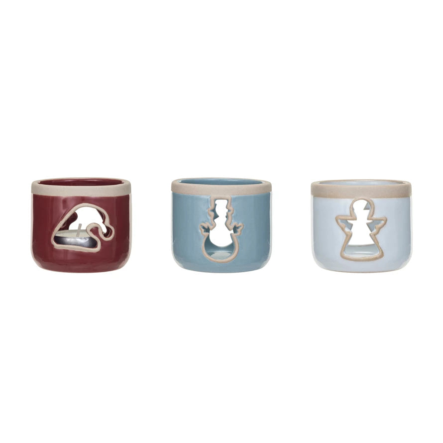 Holiday Tealight Holder with Cut-Out in 3 Styles