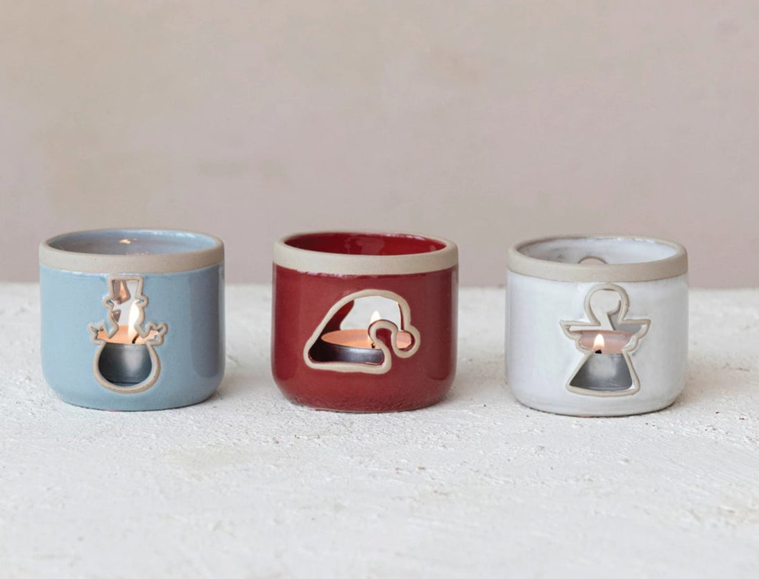 Holiday Tealight Holder with Cut-Out in 3 Styles