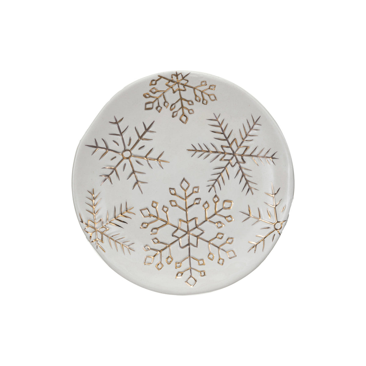 Round Plate w/ Gold Snowflakes