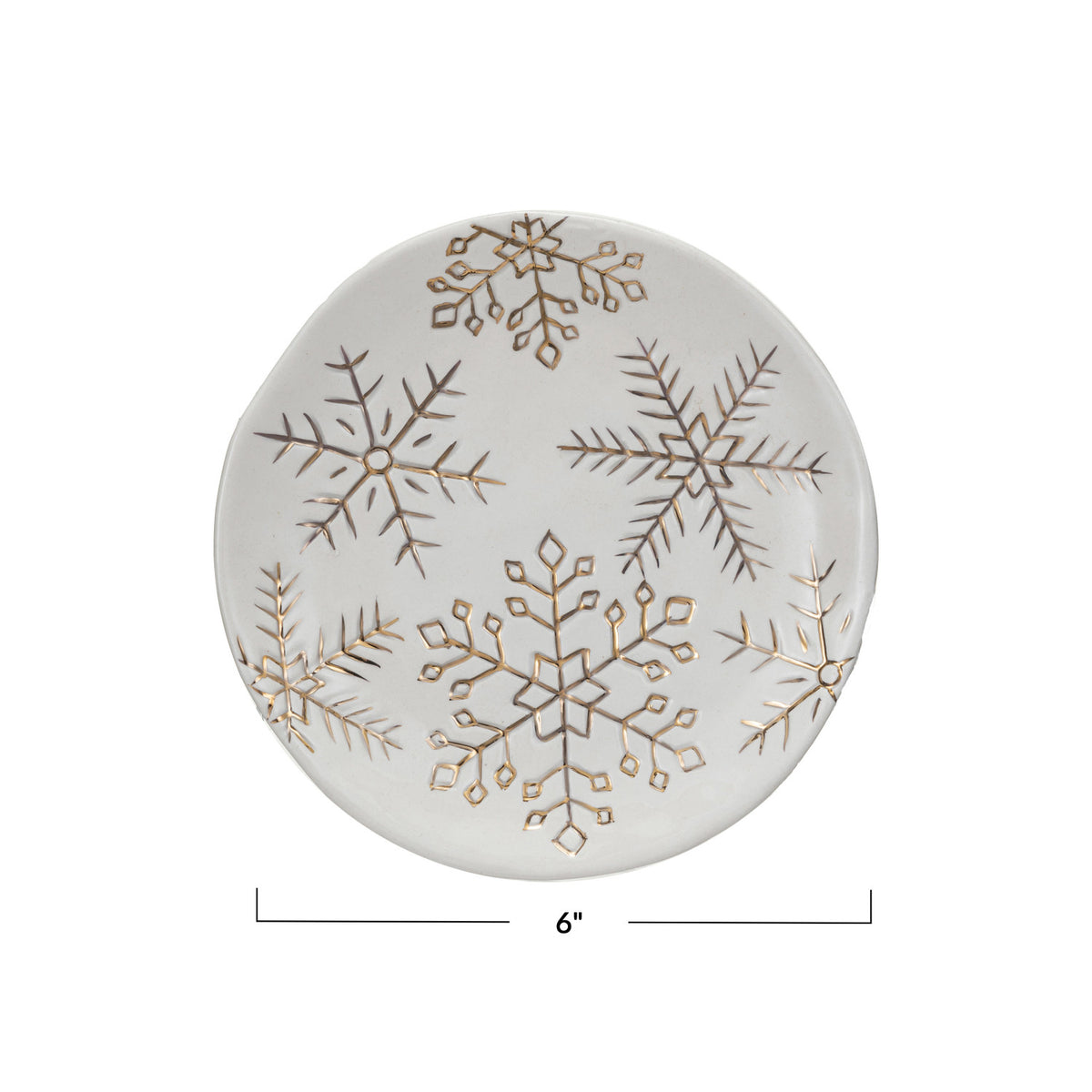 Round Plate w/ Gold Snowflakes
