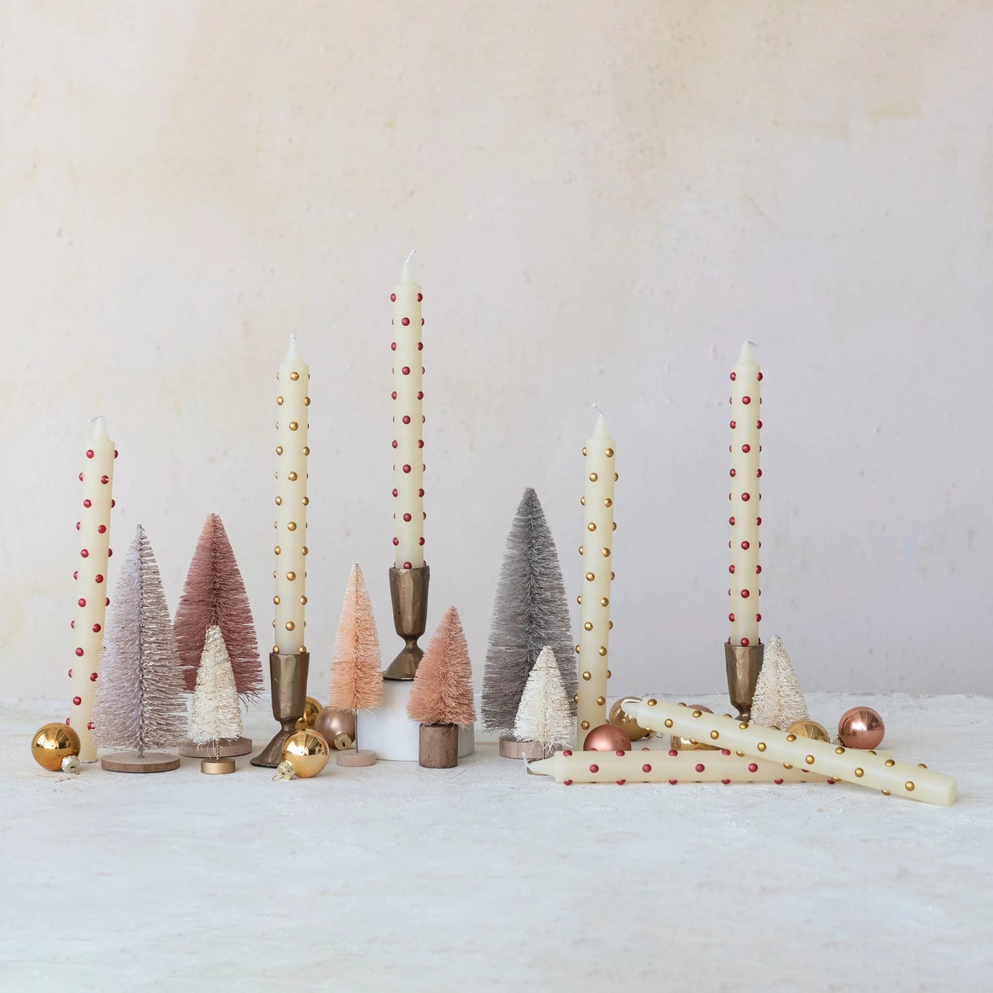 Taper Candles with 3D Dots in Box - Set of 2