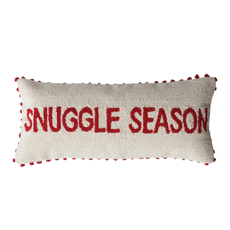 "Snuggle Season" Pillow w/Pom Poms